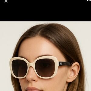 Tory Burch Black and Cream Oversized Sunglasses